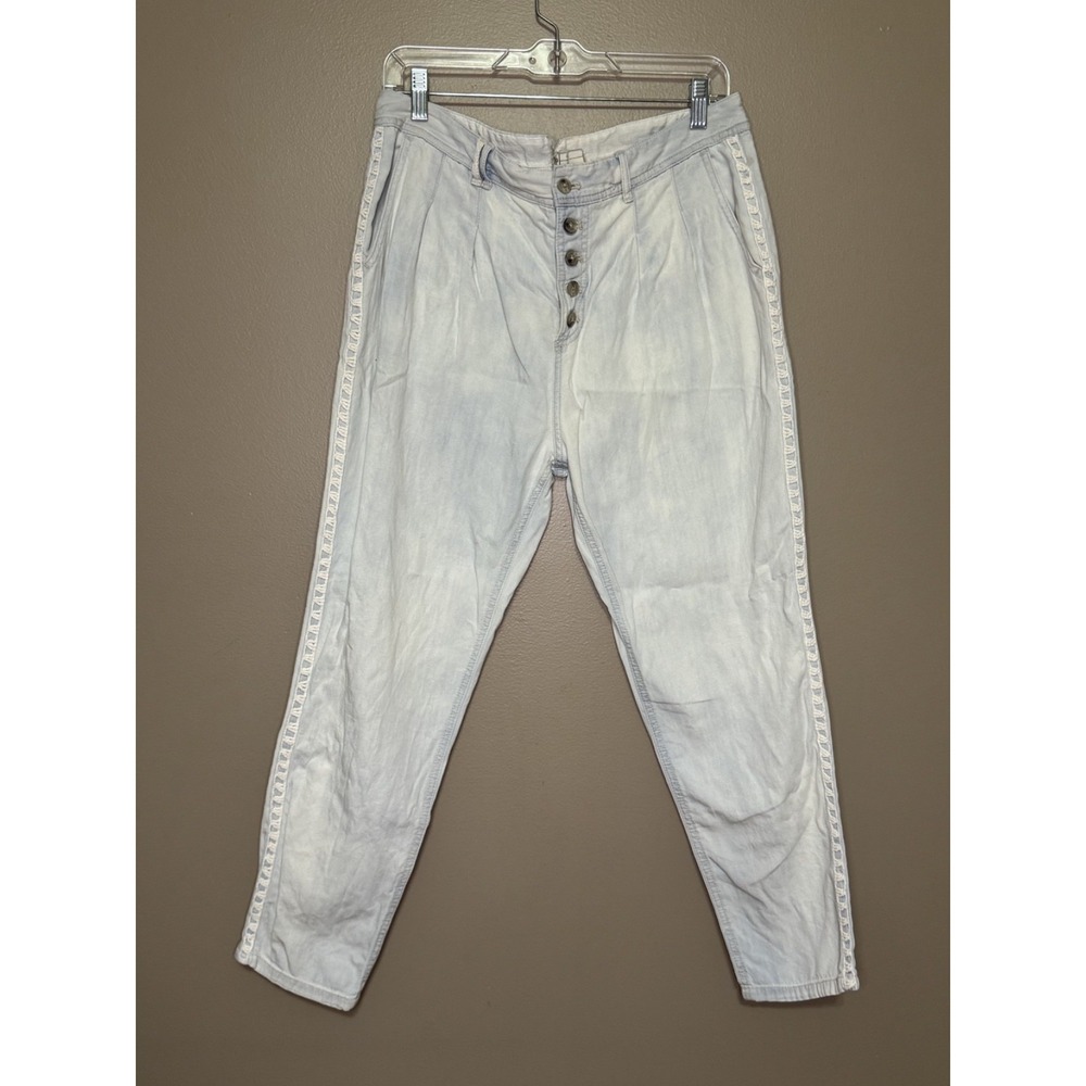 Free People Boho Chambray Crochet Button Fly Pants Blue Size 29 61855-16515125